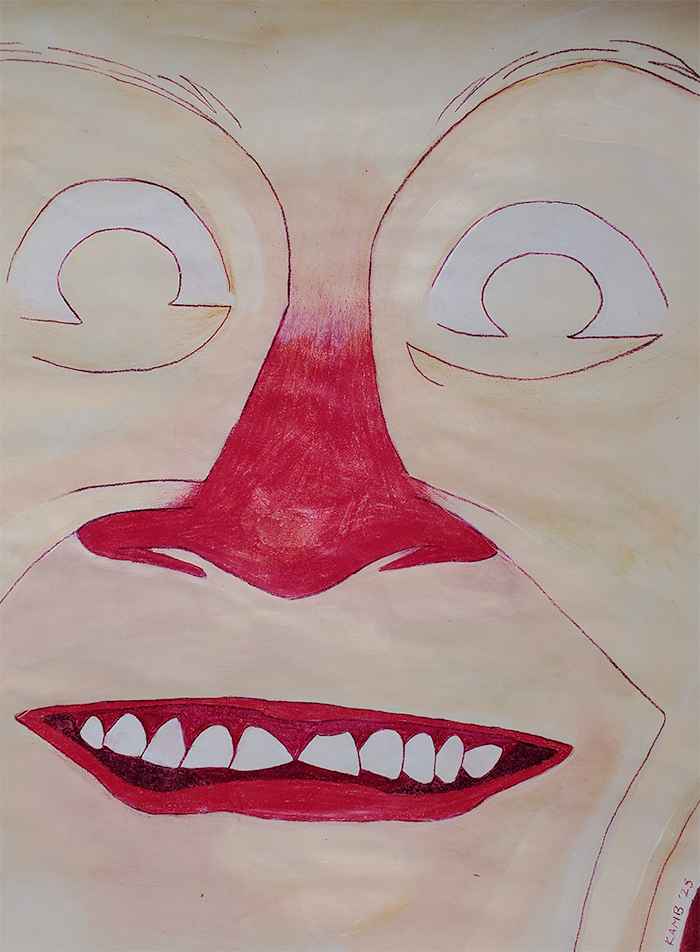 Acrylics and colored pencils on 10" x 13" sketch paper